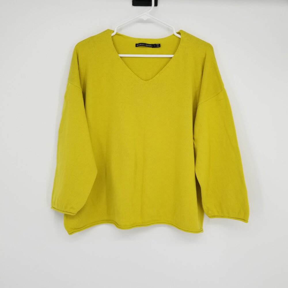 Gudrun Sjoden L Soft Organic Cotton Sweater - Limeade - Lagenlook, Coastal, Cozy
